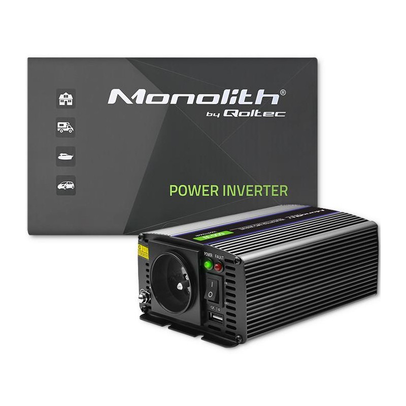 Przetwornica napięcia Qoltec Monolith 600 MS Wave | 12V na 2… | PartsPC.pl