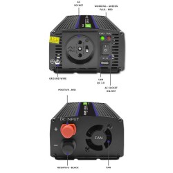 Przetwornica napięcia Qoltec Monolith 1200 MS Wave | 12V na … | PartsPC.pl