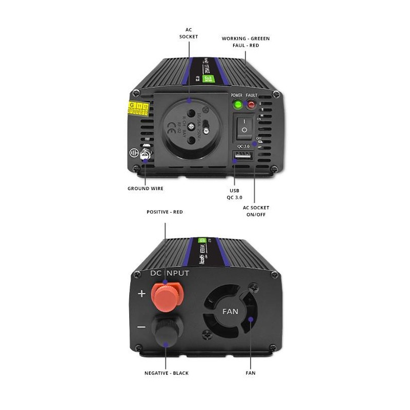 Przetwornica napięcia Qoltec Monolith 1200 MS Wave | 12V na … | PartsPC.pl