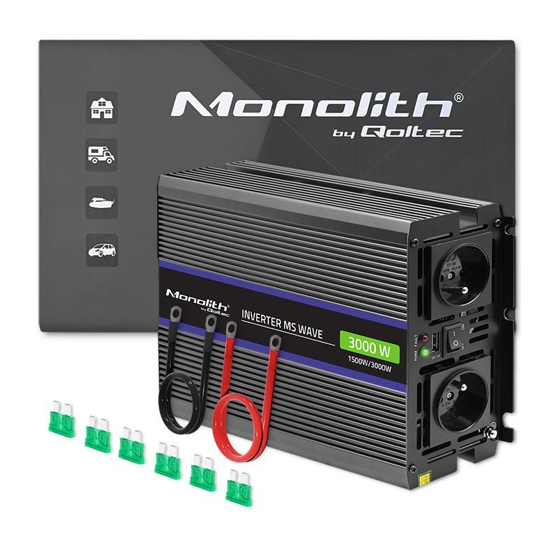Qoltec Przetwornica napięcia Monolith 3000 MS Wave | 12V na … | PartsPC.pl