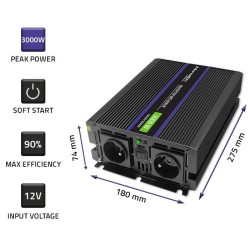 Qoltec Przetwornica napięcia Monolith 3000 MS Wave | 12V na … | PartsPC.pl