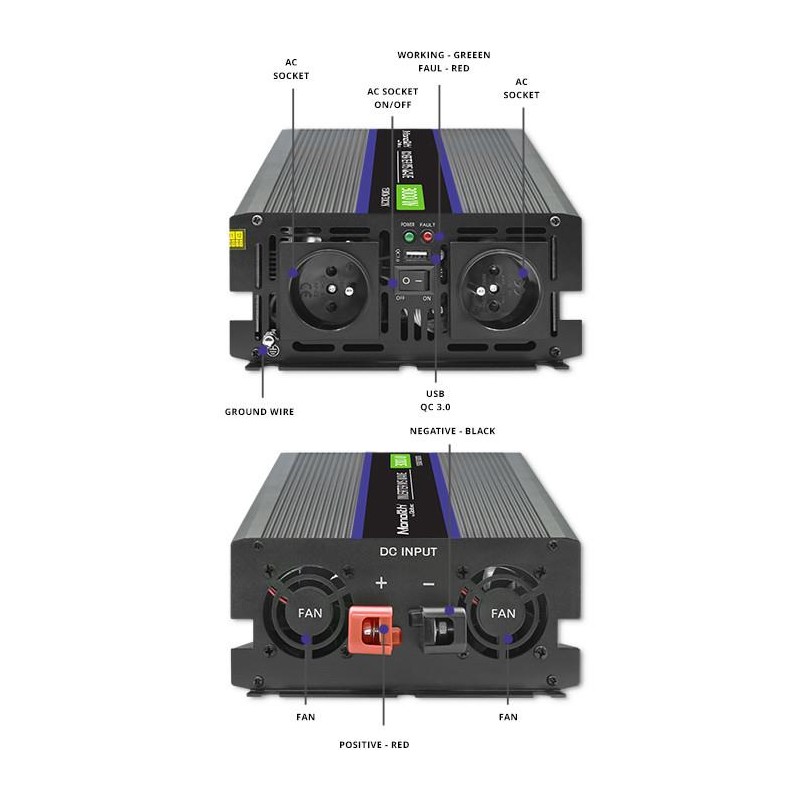 Qoltec Przetwornica napięcia Monolith 3000 MS Wave | 12V na … | PartsPC.pl