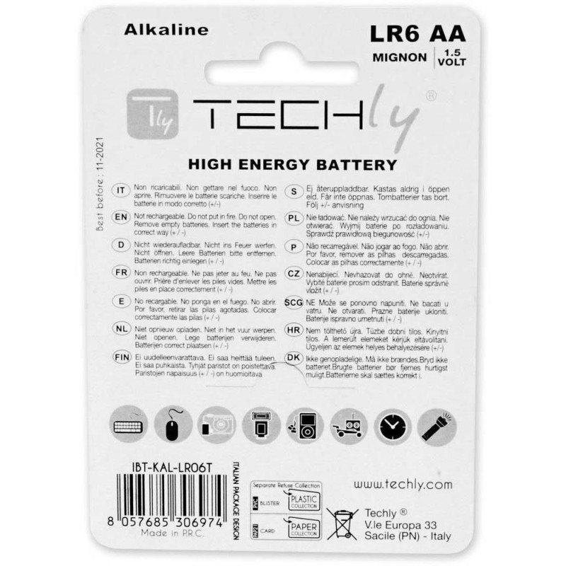 Baterie alkaliczne Techly 1,5V AA LR6 4szt.