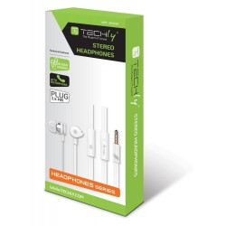 Słuchawki z mikrofonem Techly Stereo douszne białe | PartsPC.pl