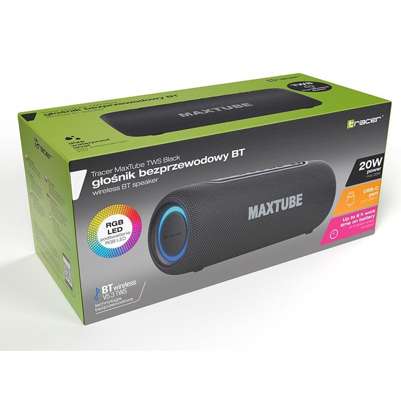 Głośnik Tracer MaxTube tws bluetooth czarny | PartsPC.pl
