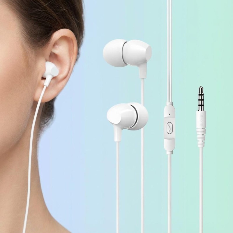 Słuchawki z mikrofonem Usams EP-47 stereo Jack 3,5mm białe… | PartsPC.pl