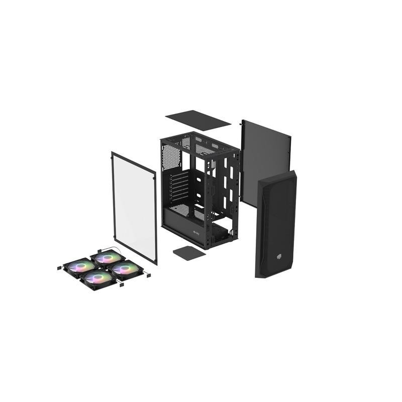 Obudowa Fury SHOBO SH4F RGB ATX Midi Tower z oknem czarna | PartsPC.pl