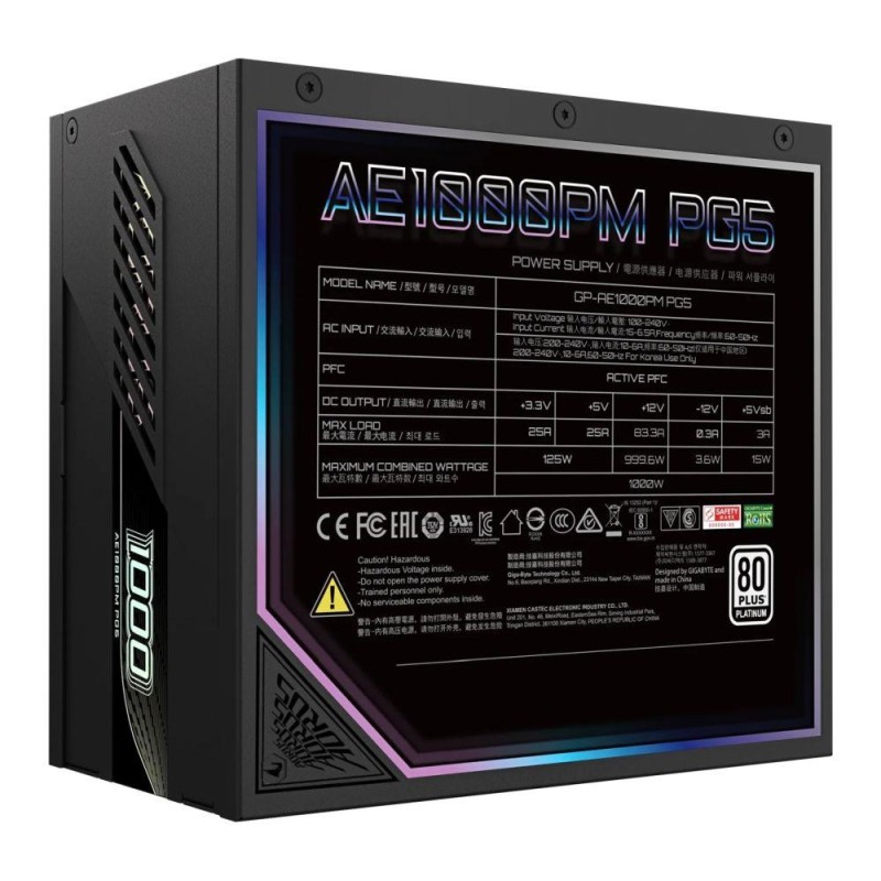 Zasilacz Gigabyte GP-AE1000PM PG5 1000W PCIE5.0 120mm 80+Pla… | PartsPC.pl