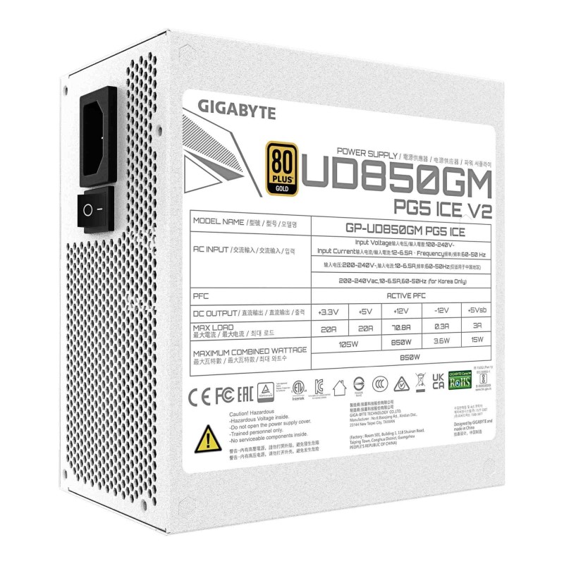 Zasilacz Gigabyte GP-UD850GM PG5 V2 ICE 850W 120mm 80+Gold… | PartsPC.pl
