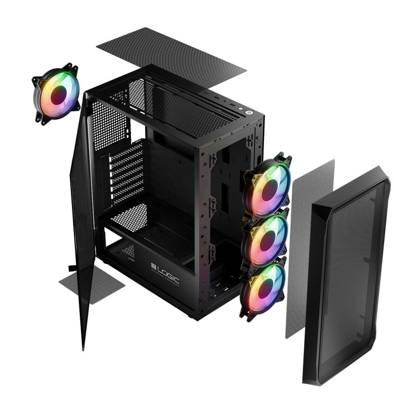 Obudowa LOGIC PORTOS ARGB MIDI USB 3.0 Black | PartsPC.pl