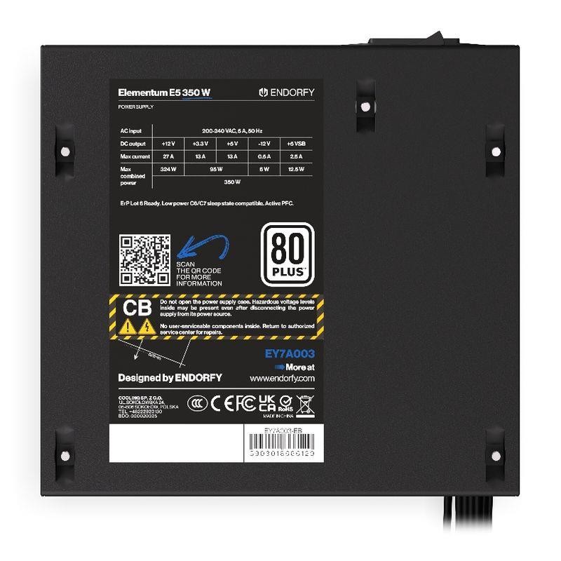 Zasilacz Endorfy Elementum E5 350W ATX 120mm 80 Plus a... | PartsPC.pl