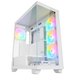 Rampage Hydra V1 Obudowa PC 4x wentylator USB C/USB A ARGB + hub, biała