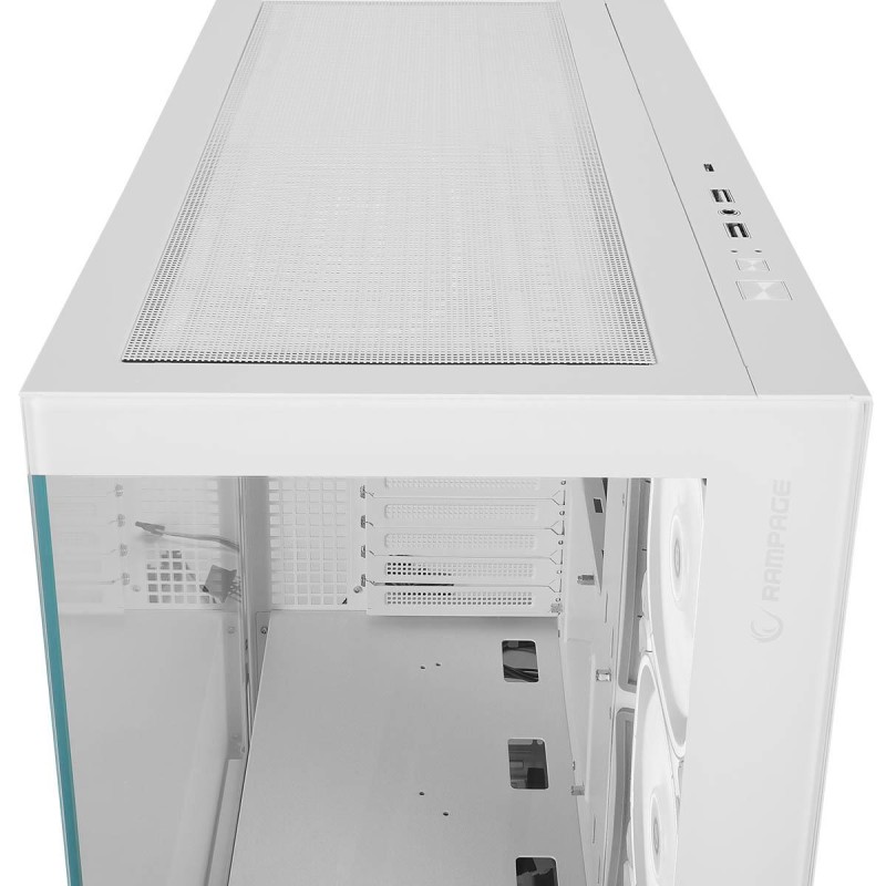 Rampage Hydra V1 Obudowa PC 4x wentylator USB C/USB A ARGB + hub, biała