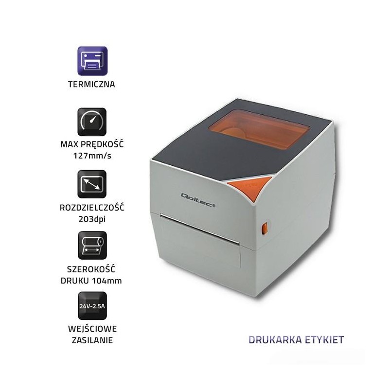 Drukarka etykiet Qoltec LTP-0245| termiczna | High Speed | 2… | PartsPC.pl