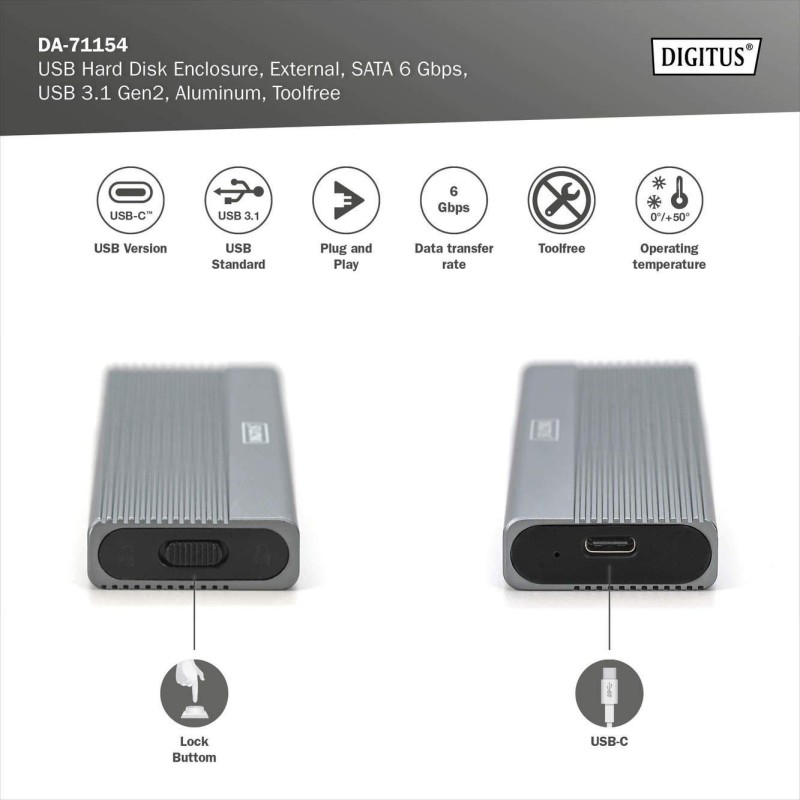 Obudowa DIGITUS USB 3.1 Typ C na dysk SSD M.2 SATA 6Gbps alu… | PartsPC.pl