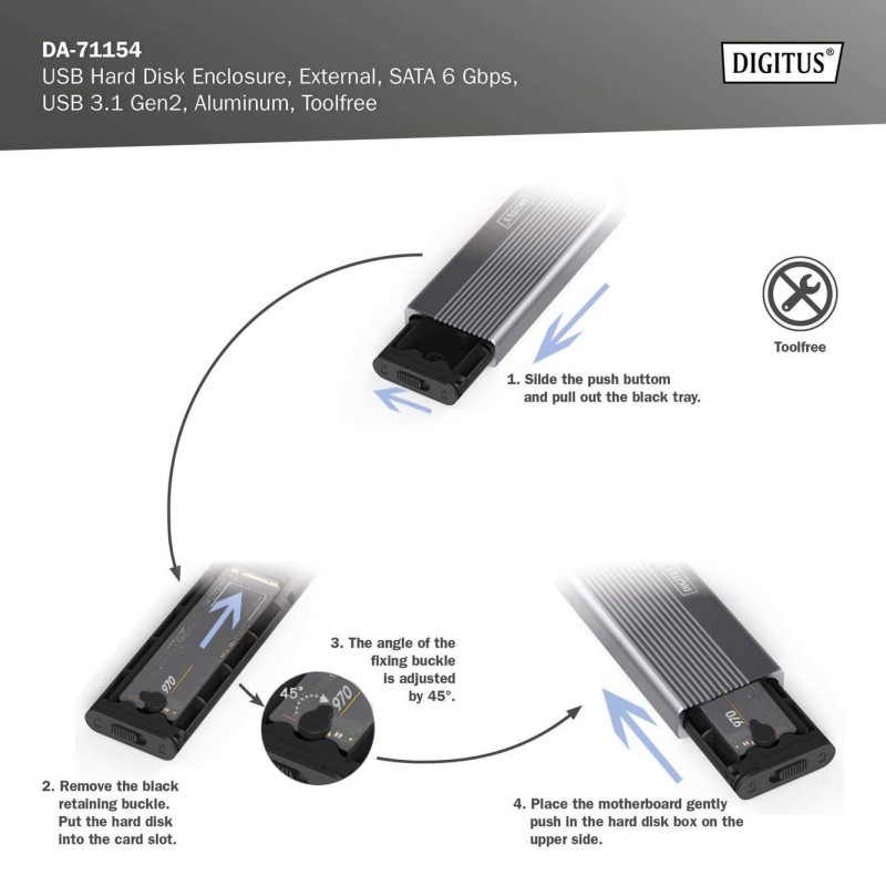 Obudowa DIGITUS USB 3.1 Typ C na dysk SSD M.2 SATA 6Gbps alu… | PartsPC.pl