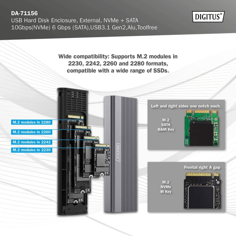 Obudowa DIGITUS USB 3.1 Typ C na dysk SSD M.2 NVMe 10Gbps + … | PartsPC.pl