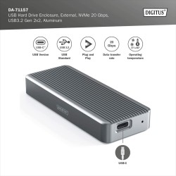 Obudowa DIGITUS USB 3.2 Typ C na dysk SSD M.2 NVMe 20Gbps al… | PartsPC.pl