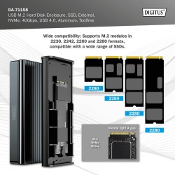 Obudowa DIGITUS USB 4.0 Typ C na dysk SSD M.2 NVMe 40Gbps al… | PartsPC.pl