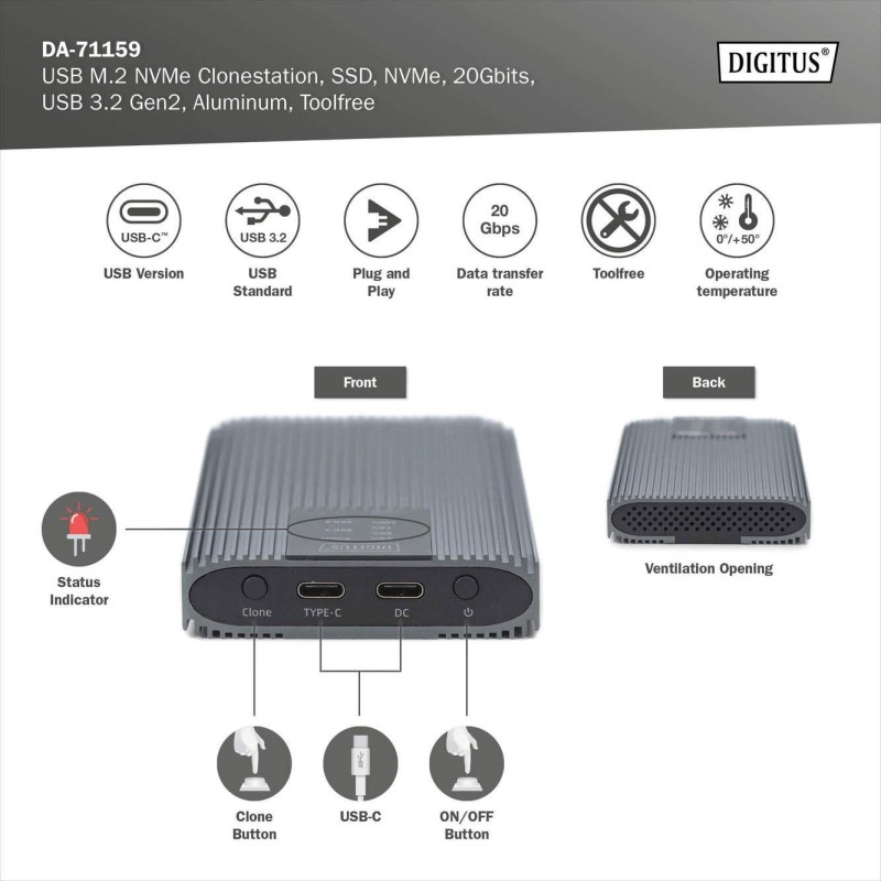 Obudowa/Stacja klonująca DIGITUS USB 3.1 Typ C na dyski SSD … | PartsPC.pl