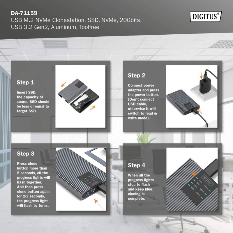 Obudowa/Stacja klonująca DIGITUS USB 3.1 Typ C na dyski SSD … | PartsPC.pl