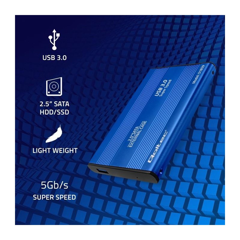 Obudowa Qoltec na dysk HDD/SSD 2.5" SATA3 | USB 3.0 | Niebie… | PartsPC.pl