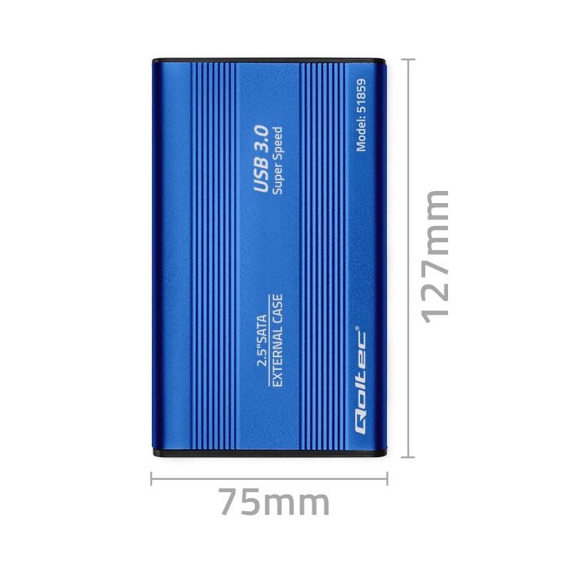 Obudowa Qoltec na dysk HDD/SSD 2.5" SATA3 | USB 3.0 | Niebie… | PartsPC.pl