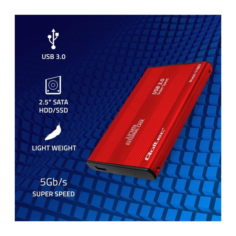 Obudowa Qoltec na dysk HDD/SSD 2.5" SATA3 | USB 3.0 | Czerwo… | PartsPC.pl