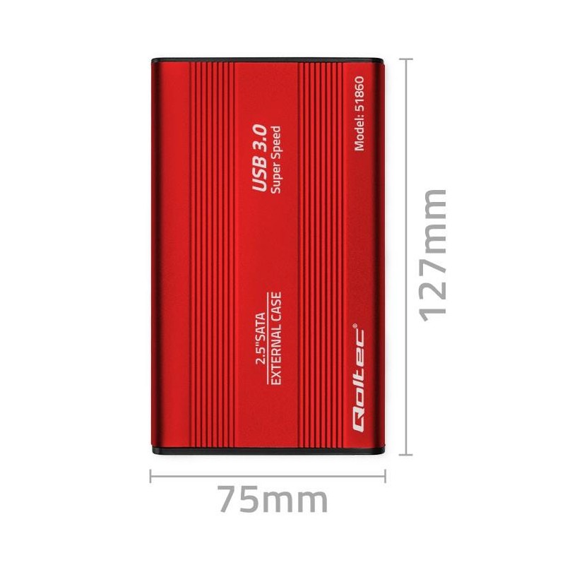 Obudowa Qoltec na dysk HDD/SSD 2.5" SATA3 | USB 3.0 | Czerwo… | PartsPC.pl