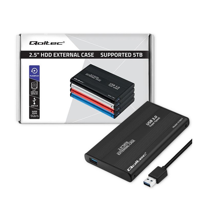 Obudowa Qoltec na dysk HDD/SSD 2.5" SATA3 | USB 3.0 | Czarna… | PartsPC.pl