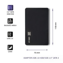 Obudowa Qoltec na dysk HDD/SSD 2.5" SATA3 | USB 2.0 | Czarna… | PartsPC.pl
