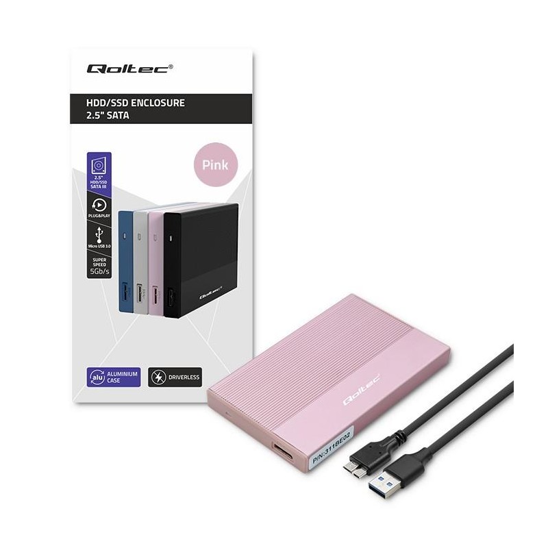 Obudowa/kieszeń Qoltec na dysk SSD HDD 2.5" | SATA | USB 3.0… | PartsPC.pl