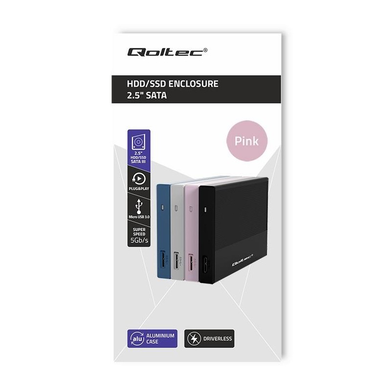 Obudowa/kieszeń Qoltec na dysk SSD HDD 2.5" | SATA | USB 3.0… | PartsPC.pl