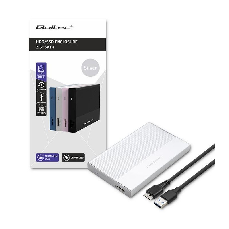 Obudowa/kieszeń Qoltec na dysk SSD HDD 2.5" | SATA | USB 3.0… | PartsPC.pl