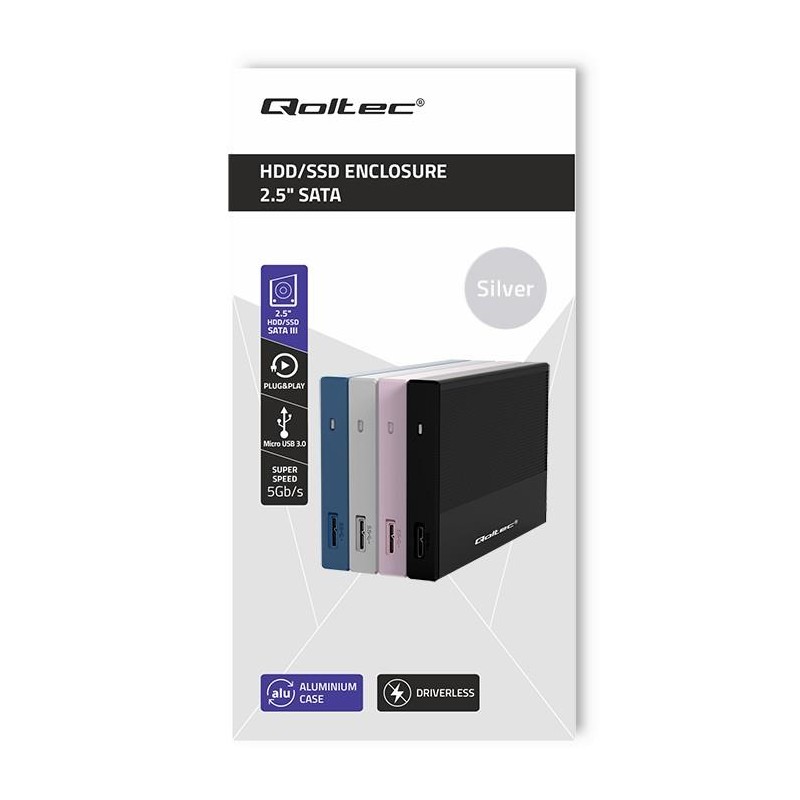 Obudowa/kieszeń Qoltec na dysk SSD HDD 2.5" | SATA | USB 3.0… | PartsPC.pl
