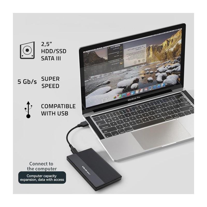 Obudowa/kieszeń Qoltec na dysk SSD HDD 2.5" | SATA | USB 3.0… | PartsPC.pl