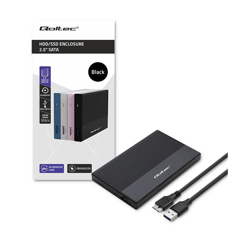 Obudowa/kieszeń Qoltec na dysk SSD HDD 2.5" | SATA | USB 3.0… | PartsPC.pl