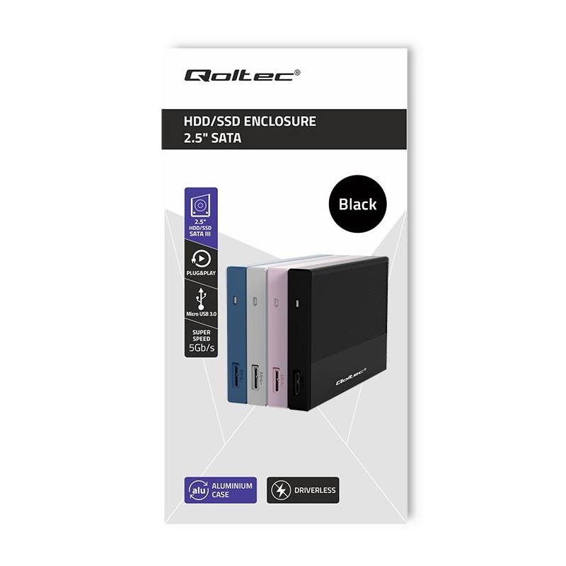 Obudowa/kieszeń Qoltec na dysk SSD HDD 2.5" | SATA | USB 3.0… | PartsPC.pl