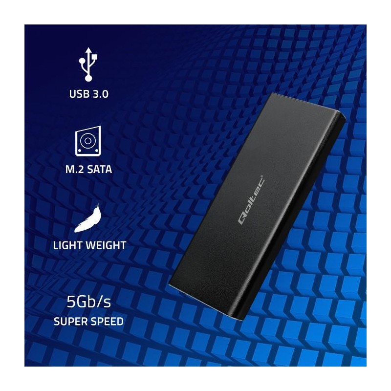 Obudowa/kieszeń Qoltec do dysków SSD M.2 SATA | NGFF | USB 3.0