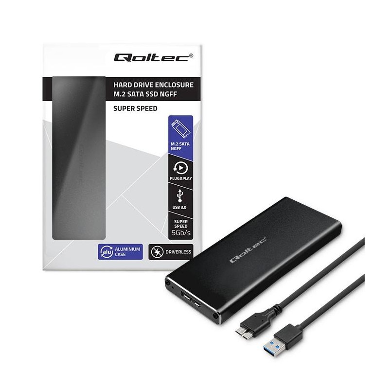 Obudowa/kieszeń Qoltec do dysków SSD M.2 SATA | NGFF | USB 3.0