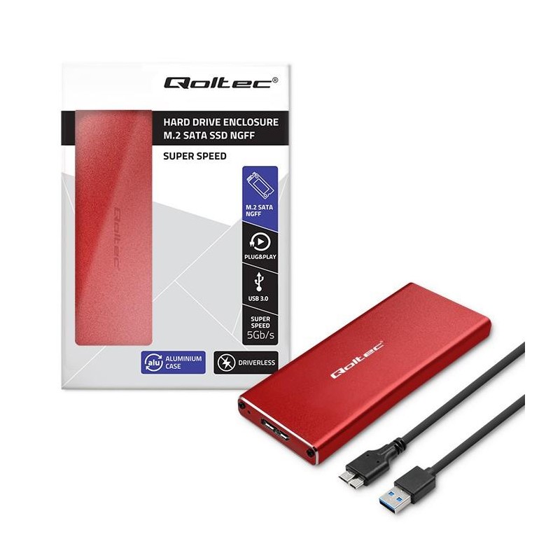 Obudowa/kieszeń Qoltec na dysk M.2 SSD | SATA | NGFF | USB 3… | PartsPC.pl