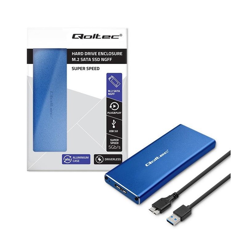 Obudowa/kieszeń Qoltec na dysk M.2 SSD | SATA | NGFF | USB 3… | PartsPC.pl
