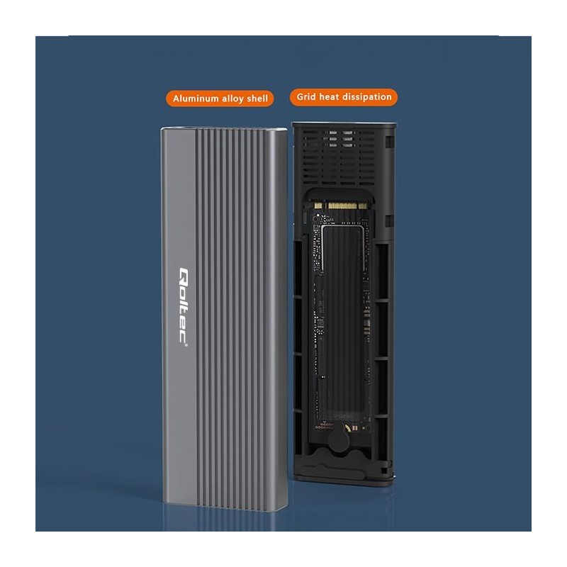 Obudowa/kieszeń Qoltec na dysk SSD M.2 | SATA | NGFF | USB-C | | Super