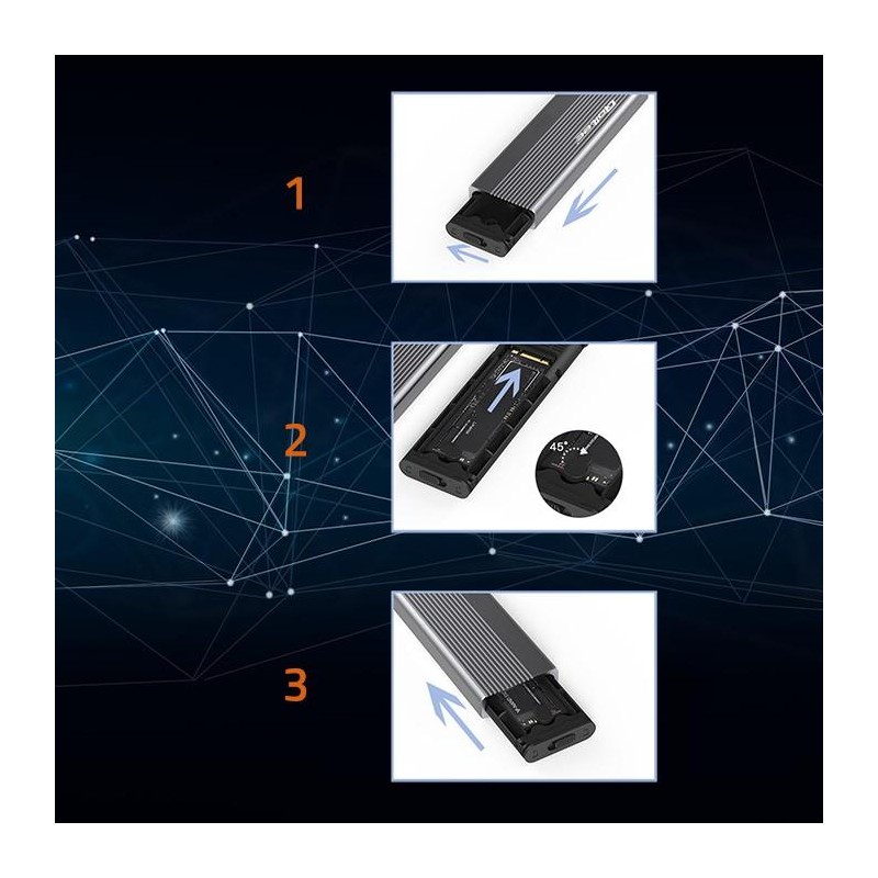 Obudowa/kieszeń Qoltec na dysk SSD M.2 | SATA | NGFF | USB-C | | Super