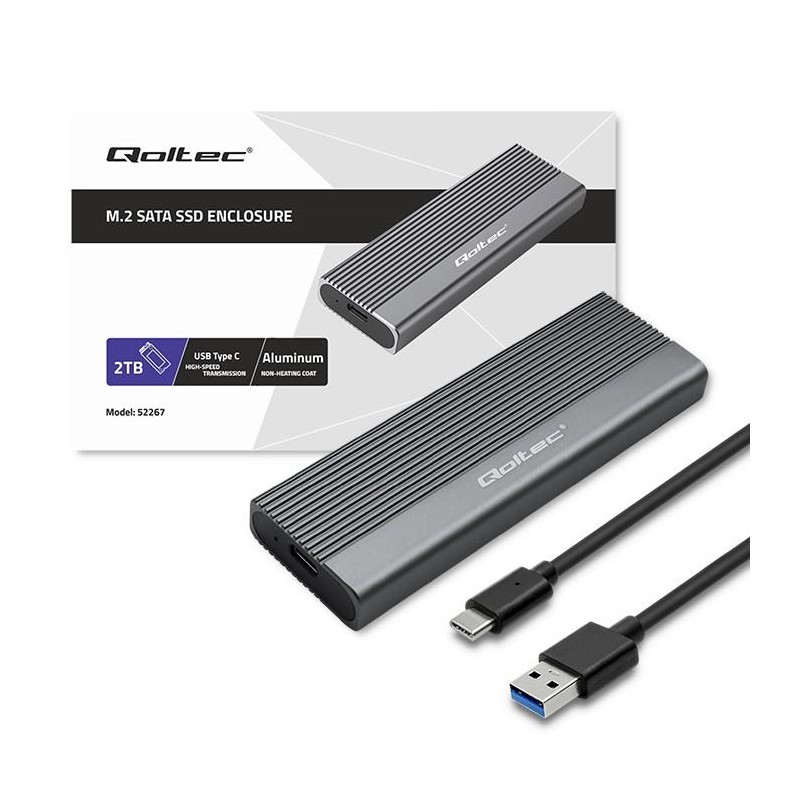 Obudowa/kieszeń Qoltec na dysk SSD M.2 | SATA | NGFF | USB-C | | Super