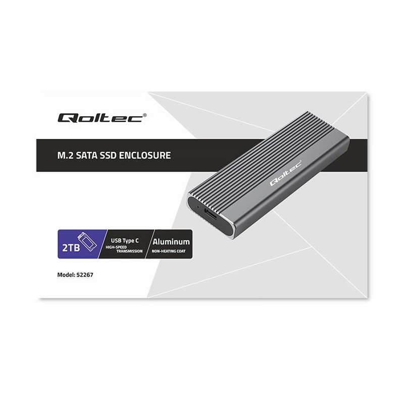 Obudowa/kieszeń Qoltec na dysk SSD M.2 | SATA | NGFF | USB-C | | Super
