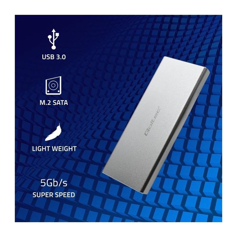 Obudowa/kieszeń Qoltec na dysk M.2 SSD | SATA | NGFF | USB 3… | PartsPC.pl