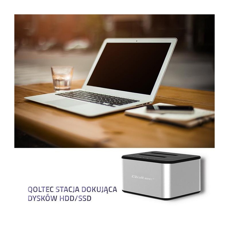 Stacja dokująca Qoltec dysków 2x HDD/SSD | 2.5" / 3.5" SATA | USB 3.0 |