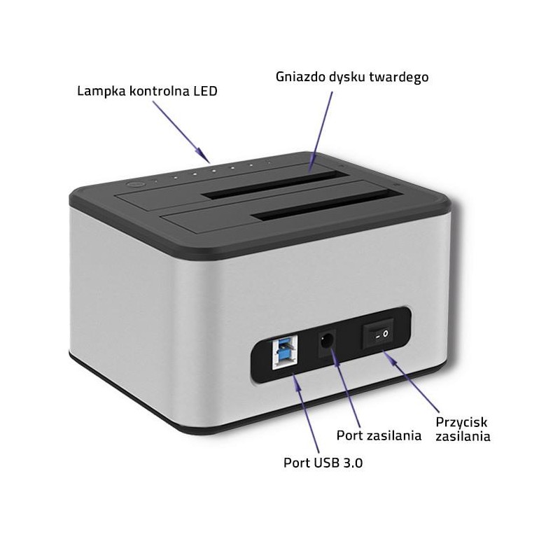 Stacja dokująca Qoltec dysków 2x HDD/SSD | 2.5" / 3.5" SATA | USB 3.0 |