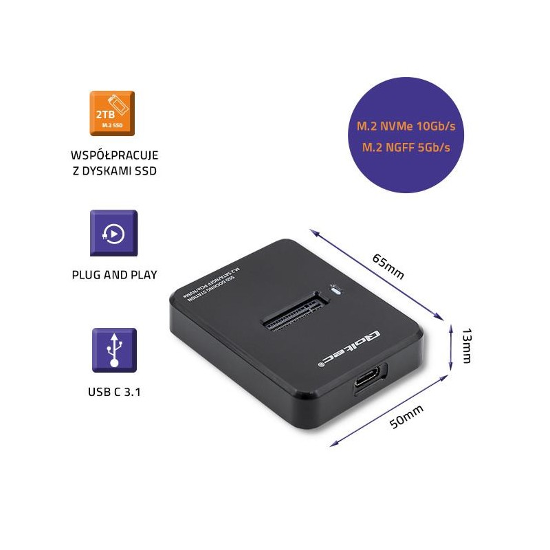Stacja dokująca Qoltec dysków SSD M.2 SATA/PCIe | NGFF/NVMe … | PartsPC.pl